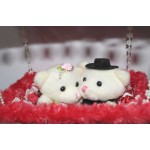 Beautiful Red Parachute Box Hanging Couple Teddy Bears